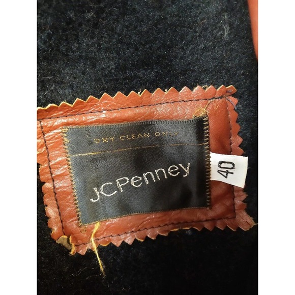 Vintage JCPenney Mens 40 Oxblood Leather Leisure Coat Jacket Removable Lining - Picture 2 of 5